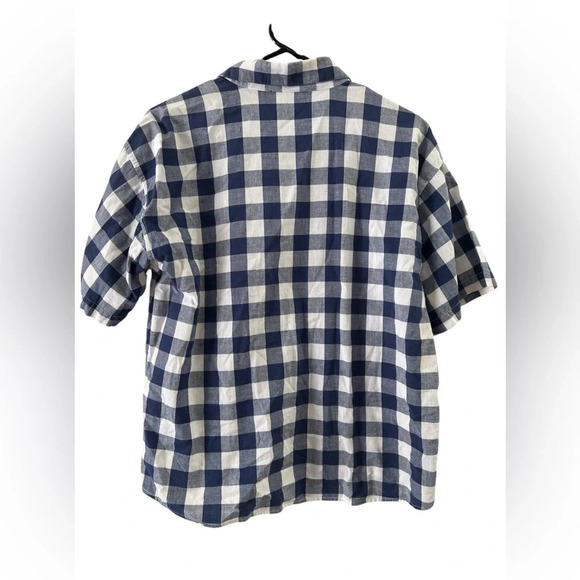 Blue and white checkered vintage floral button down shirt - Picture 4 of 4